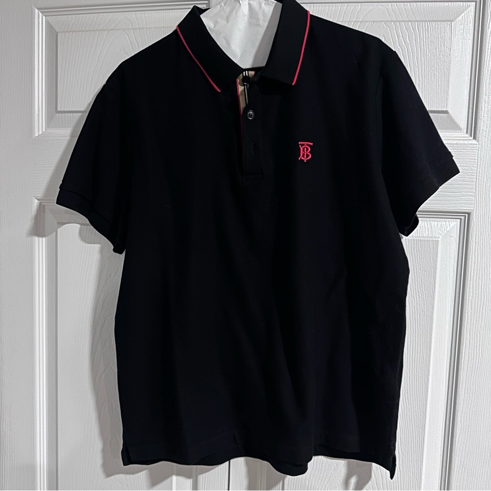 Burberry Icon Stripe placket piqué polo shirt size L